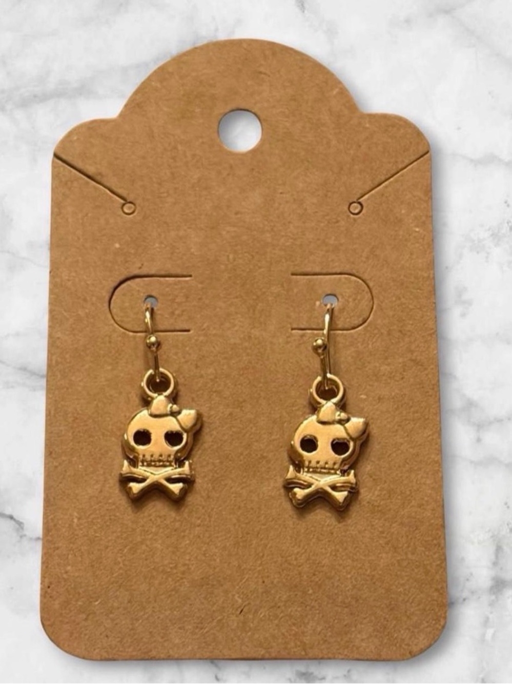 Gold Skull & Crossbones Dangle Earrings for Women
